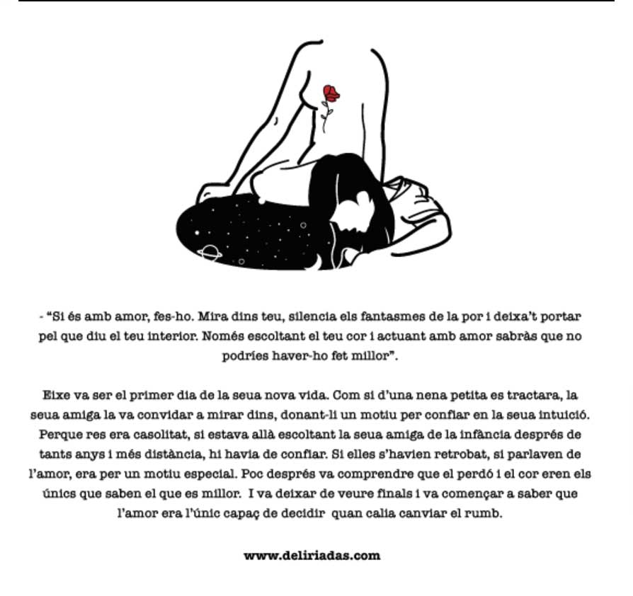 Una mujer se asoma junto con otra por un agujero mientras el corazón de ésta se ilumina
